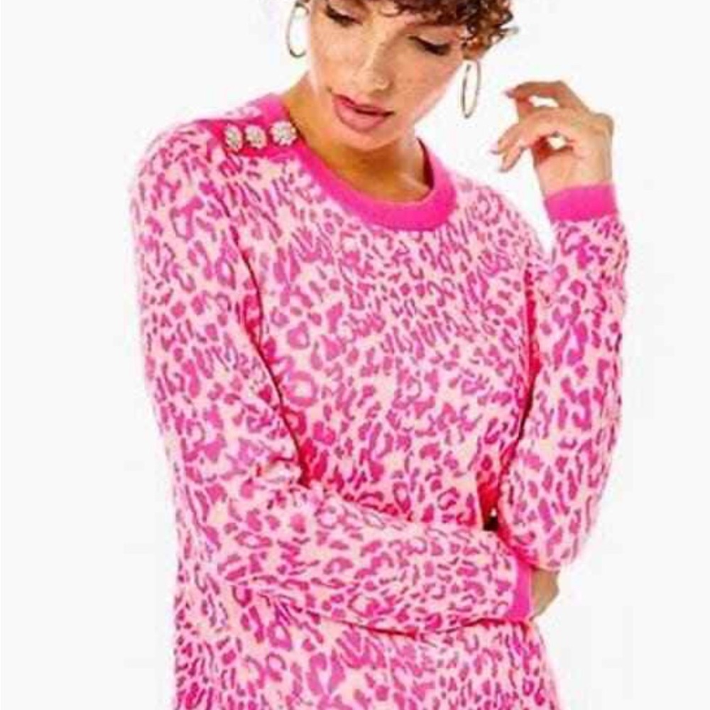 NWOT Lilly Pulitzer Morgen Jacquard Leopard Print Sweater Sz XS